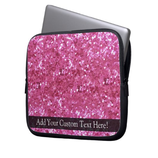 Hot Pink Glitzer Look Laptopschutzhülle (Vorderseite Links)