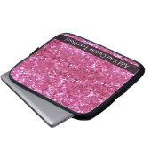 Hot Pink Glitzer Look Laptopschutzhülle (Vorne Knopf)