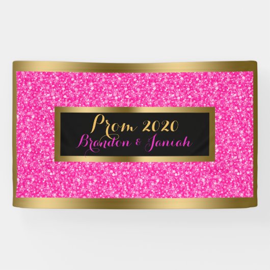 Hot-Pink-Glitzer-Muster mit Gold Banner (Horizontal)