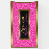 Hot-Pink-Glitzer-Muster mit Gold Banner (Vertikal)