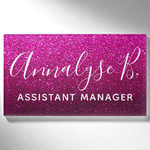 Hot Pink Glitzer Ombre Funkelnd Name Beruflich Namenschild