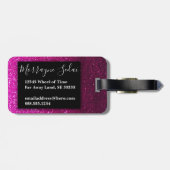 Hot Pink Glitzer Ombre Glitzern Glam Monogram Gepäckanhänger (Rückseite horizontal)