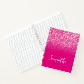 Hot Pink Glitzer Ombre Name Notizblock (Innenseite)