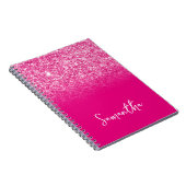 Hot Pink Glitzer Ombre Name Notizblock (Rechte Seite)