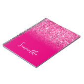 Hot Pink Glitzer Ombre Name Notizblock (Linke Seite)