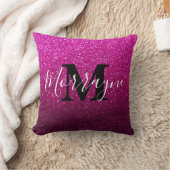Hot Pink Glitzer Ombre Sparkle Metallic Monogram Kissen (Decke)