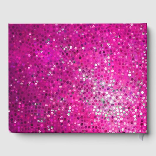 Hot Pink Glitzer Pattern Gästebuch (Rückseite)