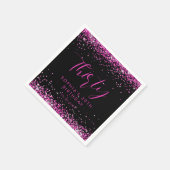Hot Pink Glitzer Personalisiert Geburtstagsparty Serviette (Ecke)