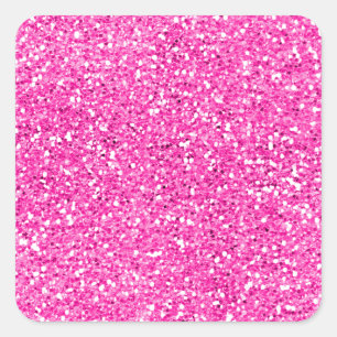 Hot Pink Glitzer Quadratischer Aufkleber