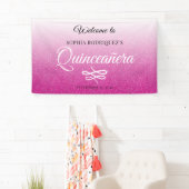 Hot Pink Glitzer Quinceañera 15. Geburtstag Willko Banner (Insitu)