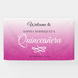 Hot Pink Glitzer Quinceañera 15. Geburtstag Willko Banner