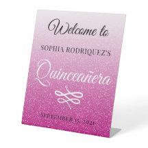 Hot Pink Glitzer Quinceañera 15. Geburtstag Willko