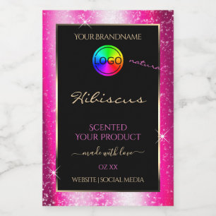 Hot-Pink-Glitzer-Rahmen-Produktetikett und -Logo Lebensmitteletikett