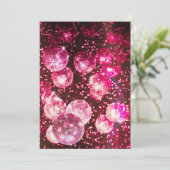 Hot Pink Glitzer Retro Disko Probe Abendessen Einladung (Stehend Vorderseite)