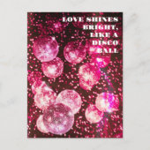 Hot Pink Glitzer Retro Diskothek Ball Save the Dat Postkarte (Vorderseite)