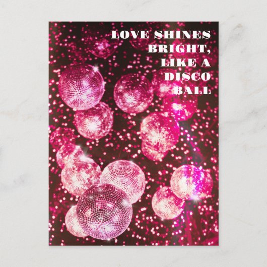 Hot Pink Glitzer Retro Diskothek Ball Save the Dat Postkarte (Vorderseite)