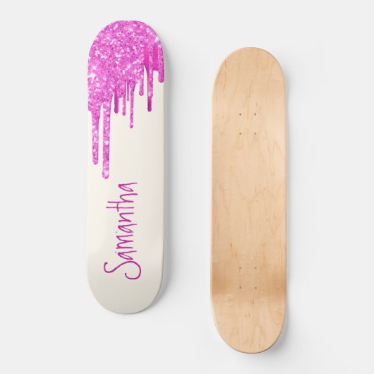Hot Pink Glitzer Skateboard (Vorderseite)