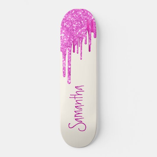 Hot Pink Glitzer Skateboard (Vorderseite)