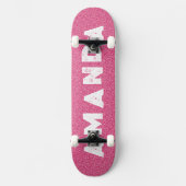 Hot Pink Glitzer Skateboard personalisierter Name (Vorderseite)
