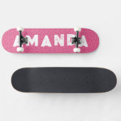 Hot Pink Glitzer Skateboard personalisierter Name (Horizontal)