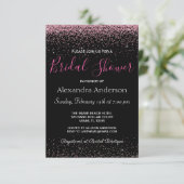Hot Pink Glitzer Sparkle Brautparty Einladung (Stehend Vorderseite)