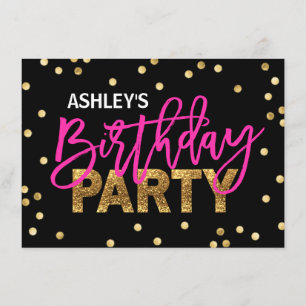 HOT Pink Glitzer Tassels Girl BIRTHDAY Einladung