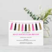 HOT Pink Glitzer Tassels Girl BIRTHDAY PARTY Einladung (Stehend Vorderseite)