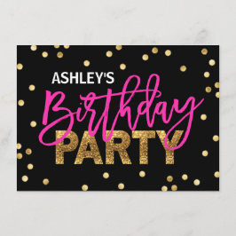 HOT Pink Glitzer Tassels Girl BIRTHDAY PARTY Einladung