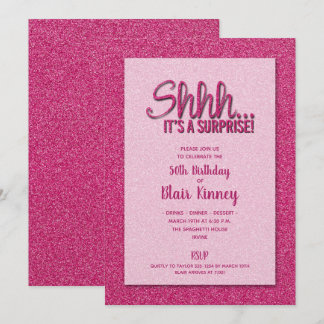 Hot Pink Glitzer ÜBERRASCHUNG Geburtstag Einladung