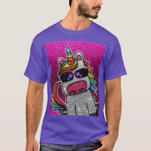 Hot Pink Glitzer Unicorn Jersey Name + Nummer T-Shirt