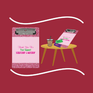 Hot Pink Glitzer Vielen Dank für Scratch Offs Mini Klemmbrett