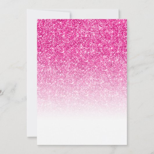 Hot Pink Glitzer Weißes Brautparty Einladung (Rückseite)