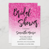 Hot Pink Glitzer Weißes Brautparty Einladung (Vorne/Hinten)