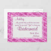 Hot Pink Glitzer - Werden Sie meine Bridesmaid? Einladungspostkarte (Vorne/Hinten)
