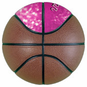 Hot Pink Glitzern Bokeh Monogram Basketball (Rechts)