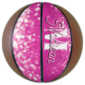 Hot Pink Glitzern Bokeh Monogram Basketball (Vertikal)