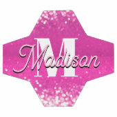 Hot Pink Glitzern Bokeh Monogram Fußball (Flach)