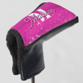 Hot Pink Glitzern Bokeh Monogram Golf Headcover (3/4 Vorderseite)