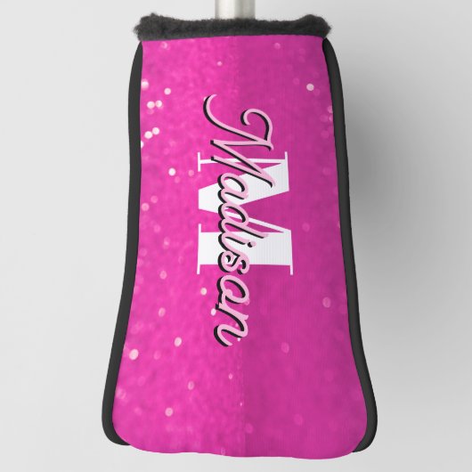 Hot Pink Glitzern Bokeh Monogram Golf Headcover (Rotieren 90)