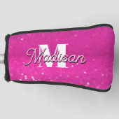 Hot Pink Glitzern Bokeh Monogram Golf Headcover (Vorderseite)