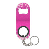 Hot Pink Glitzern Bokeh Monogram Mini Flaschenöffner (Rückseite)