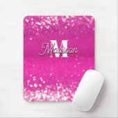 Hot Pink Glitzern Bokeh Monogram Mousepad (Mit Mouse)