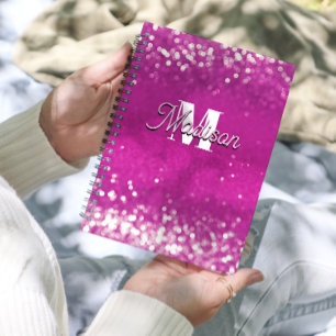 Hot Pink Glitzern Bokeh Monogram Planer