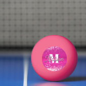 Hot Pink Glitzern Bokeh Monogram Tischtennisball (Netto)