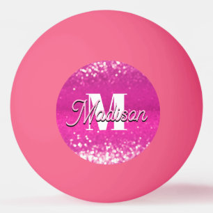 Hot Pink Glitzern Bokeh Monogram Tischtennisball