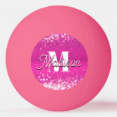 Hot Pink Glitzern Bokeh Monogram Tischtennisball (Rückseite)