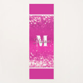 Hot Pink Glitzern Bokeh Monogram Yogamatte (Vorderseite)
