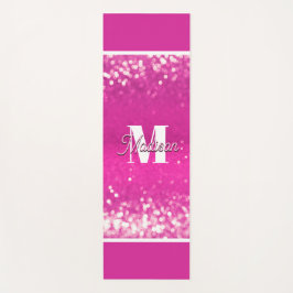 Hot Pink Glitzern Bokeh Monogram Yogamatte