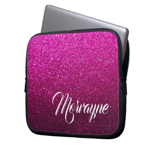Hot Pink Glitzern Glam Ombre Glitzern Extravagant Laptopschutzhülle (Vorderseite Links)