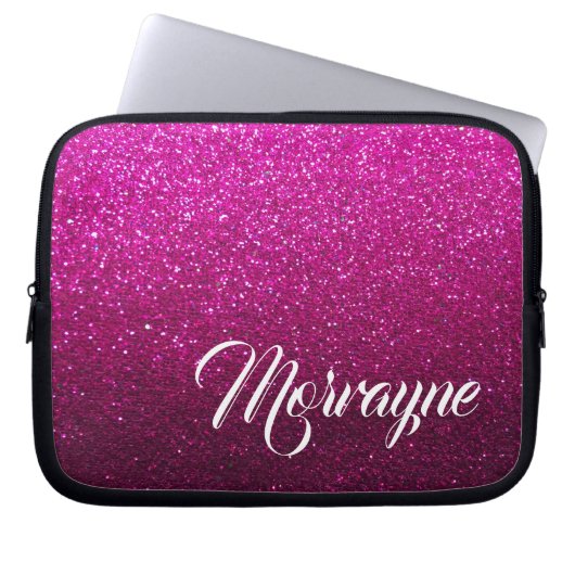 Hot Pink Glitzern Glam Ombre Glitzern Extravagant Laptopschutzhülle (Vorderseite)
